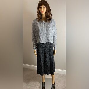 ROMEO & JULIET COUTURE WOOL BLEND GRAY/BLACK CHUNKY KNIT CROP SWEATER - SIZE S